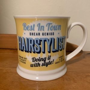 “ Hairstylist , doing it with style.” Porcelain Mug